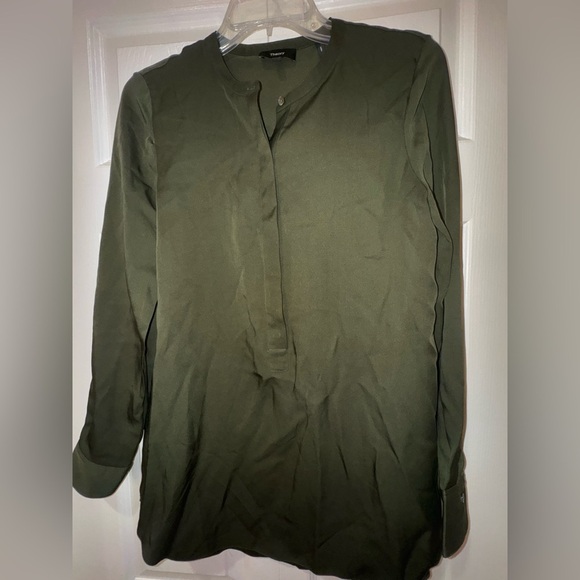 Theory brand trapeze Button Down top. Dark Rosemary green. Size TP (XS) VGUC - Picture 4 of 12